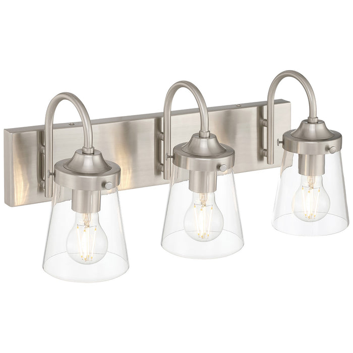 Access - 62023-BS/CLR - Three Light Vanity - Dickens - Brushed Steel