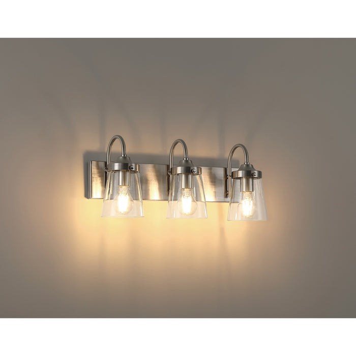 Access - 62023-BS/CLR - Three Light Vanity - Dickens - Brushed Steel