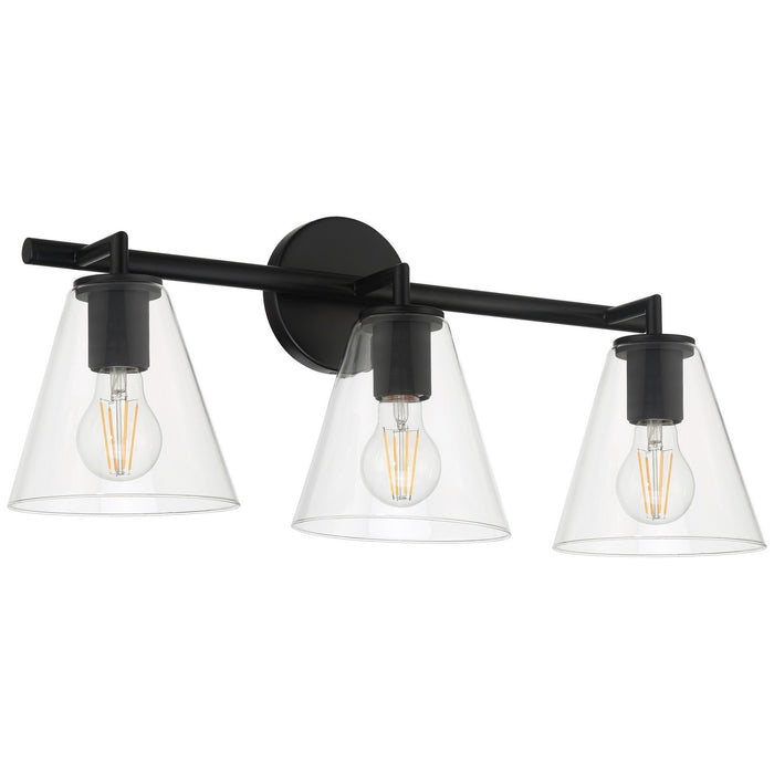 Access - 62633-MBL/CLR - Three Light Vanity - Katie - Matte Black