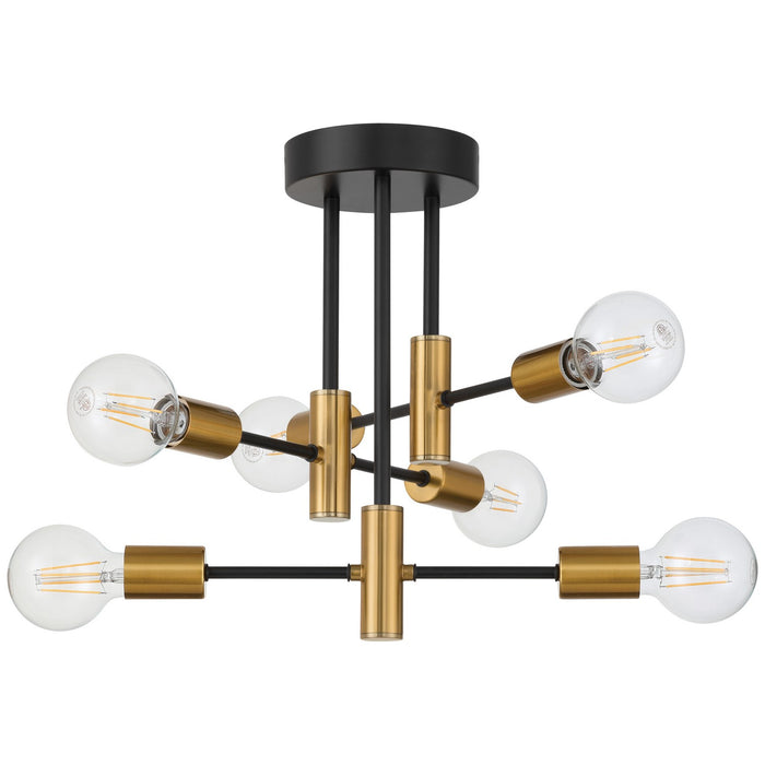 Access - 63040-BWA - Six Light Semi Flush Mount - Sean - Black w/Antique Brushed Brass