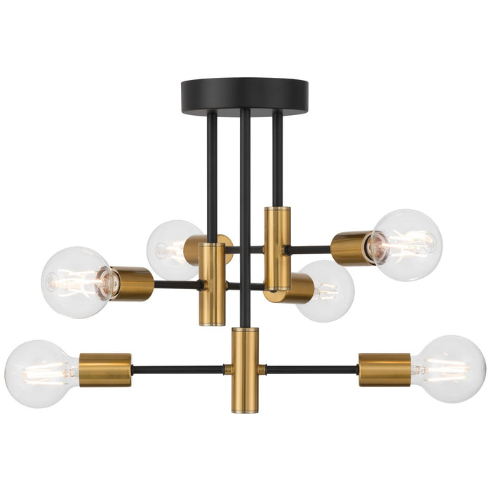 Access - 63040-BWA - Six Light Semi Flush Mount - Sean - Black w/Antique Brushed Brass