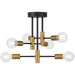 Access - 63040-BWA - Six Light Semi Flush Mount - Sean - Black w/Antique Brushed Brass