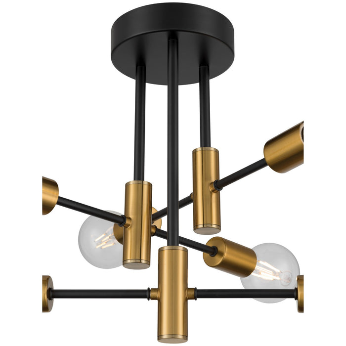 Access - 63040-BWA - Six Light Semi Flush Mount - Sean - Black w/Antique Brushed Brass