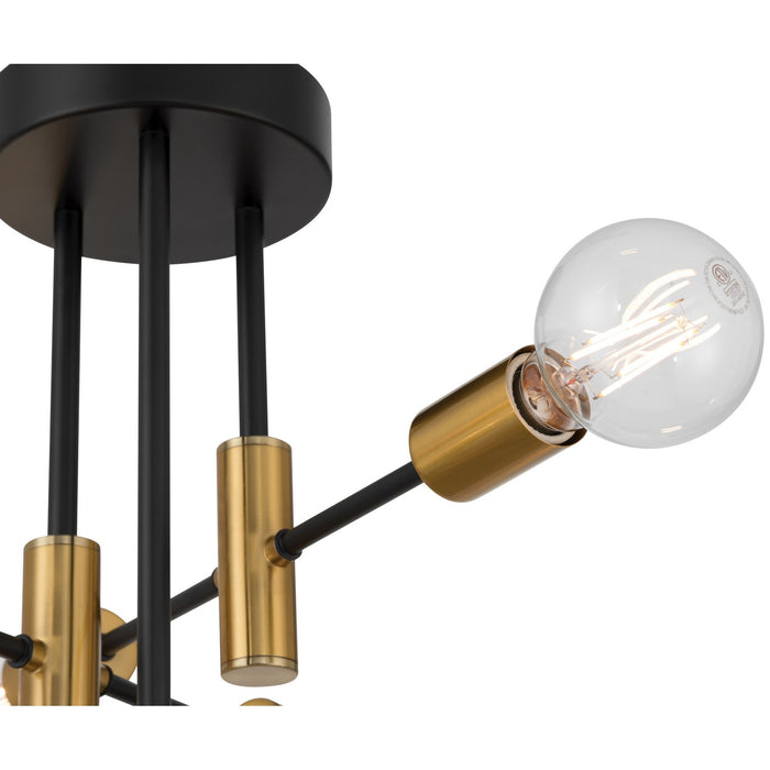 Access - 63040-BWA - Six Light Semi Flush Mount - Sean - Black w/Antique Brushed Brass