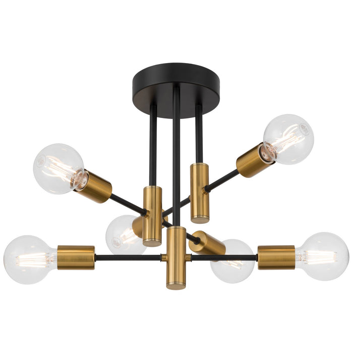 Access - 63040-BWA - Six Light Semi Flush Mount - Sean - Black w/Antique Brushed Brass