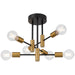 Access - 63040-BWA - Six Light Semi Flush Mount - Sean - Black w/Antique Brushed Brass