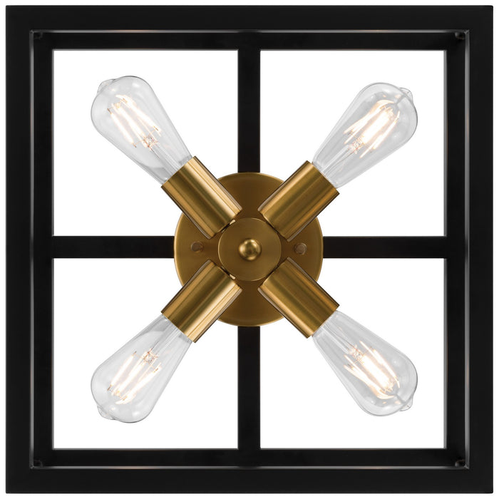 Access - 63046-BWA - Four Light Flush Mount - Nikki - Black w/Antique Brushed Brass
