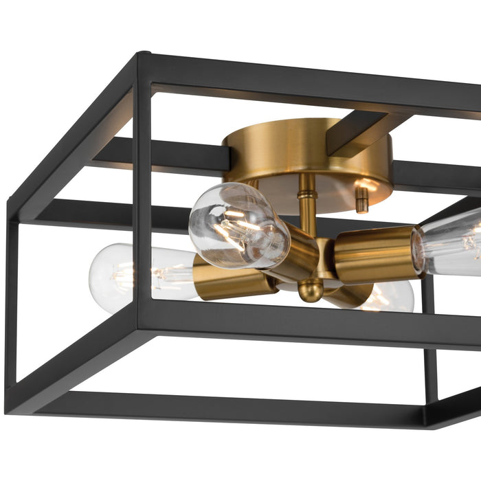 Access - 63046-BWA - Four Light Flush Mount - Nikki - Black w/Antique Brushed Brass