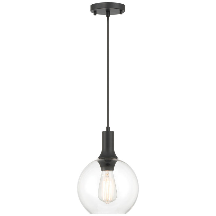Access - 63090-MBL/CLR - One Light Pendant - Chantelle - Matte Black