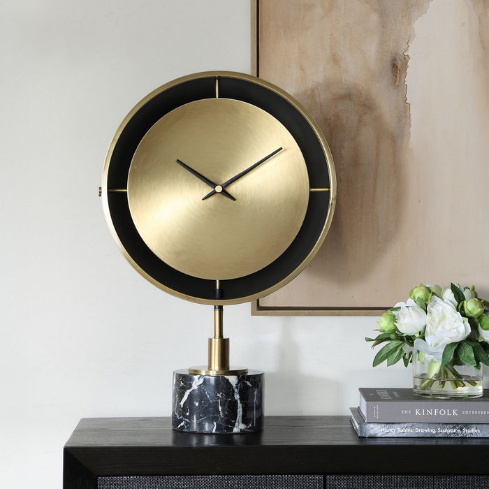 Uttermost - 06107 - Table Clock - Velar - Brushed Brass