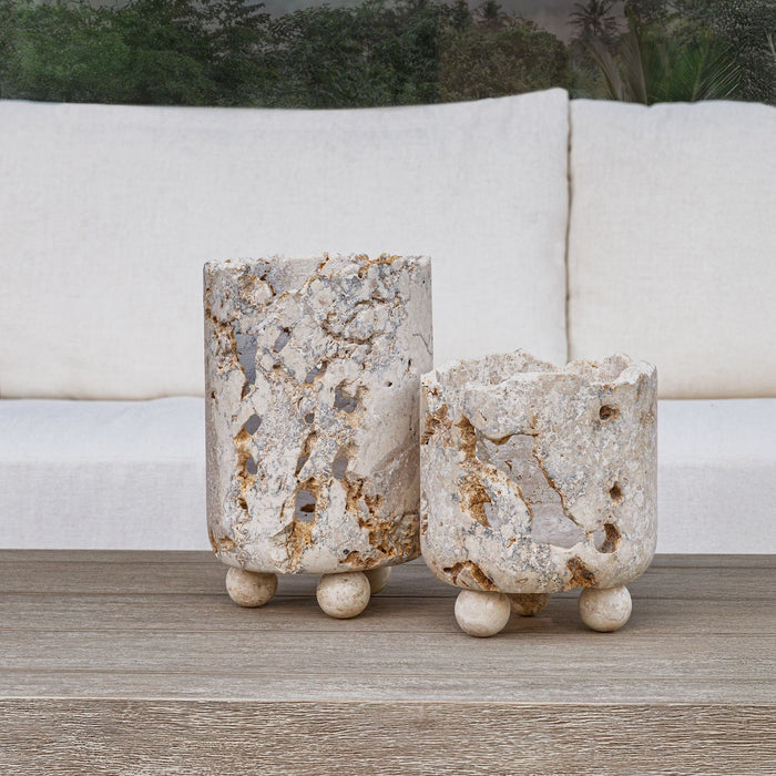 Uttermost - 18356 - Candleholders, S/2 - Quarried Stone - Natural