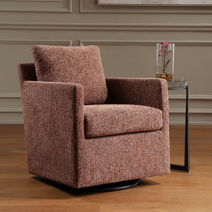 Uttermost - 53112 - Swivel Chair - Tisdell - Canyon And Blush With Accents Of Navy