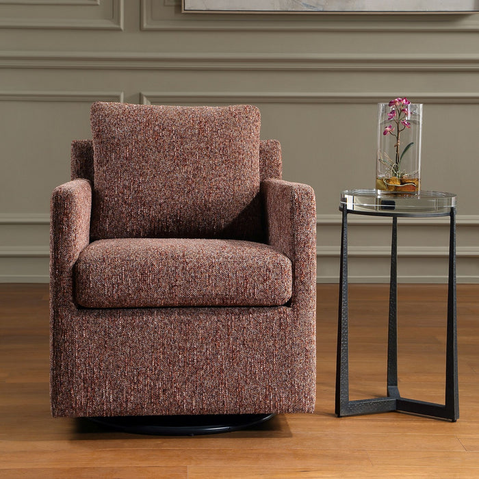 Uttermost - 53112 - Swivel Chair - Tisdell - Canyon And Blush With Accents Of Navy