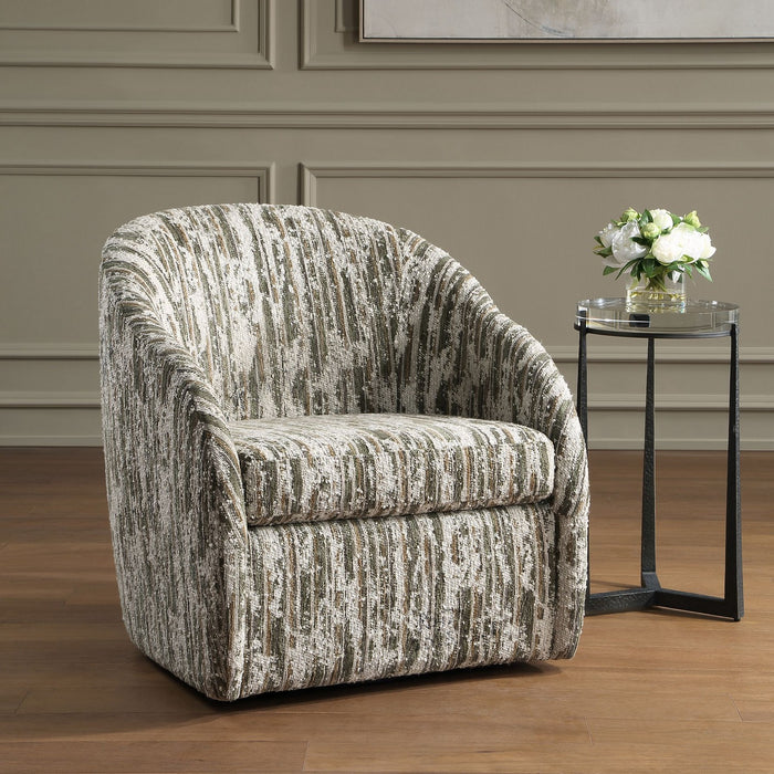 Uttermost - 53118 - Swivel Chair - Mari - Green, Caramel, And Ivory