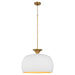 Quorum - 897-22-0847 - Three Light Pendant - Stupa - Studio White|Brushed Brass