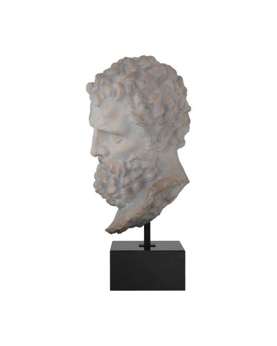 Currey and Company - 1200-1084 - Head on Metal Stand - Hercules - Antique Off-White / Black