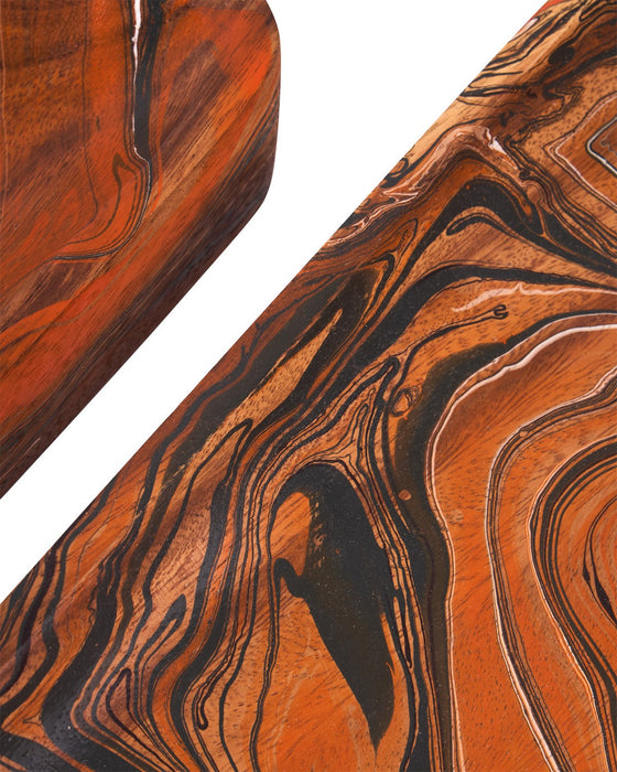 Currey and Company - 1200-1115 - Tray Set of 2 - Divine - Marbleized Orange & White