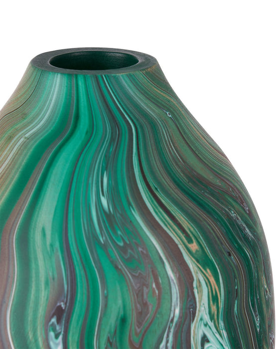 Currey and Company - 1200-1116 - Vase - Tamarind - Marbleized Dark Green