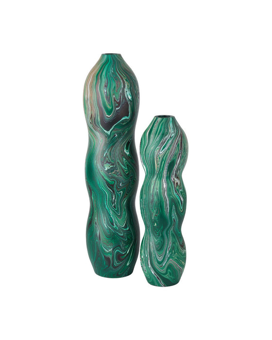 Currey and Company - 1200-1116 - Vase - Tamarind - Marbleized Dark Green