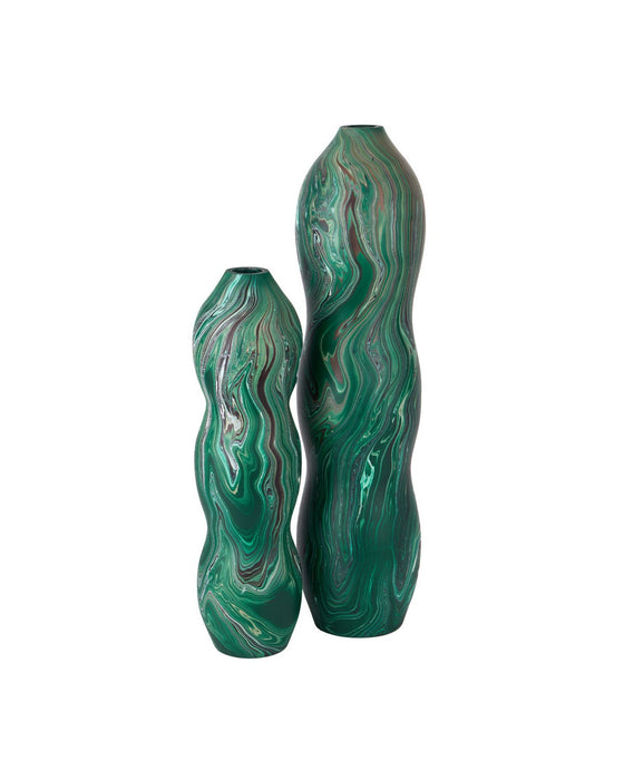 Currey and Company - 1200-1117 - Vase - Tamarind - Marbleized Dark Green