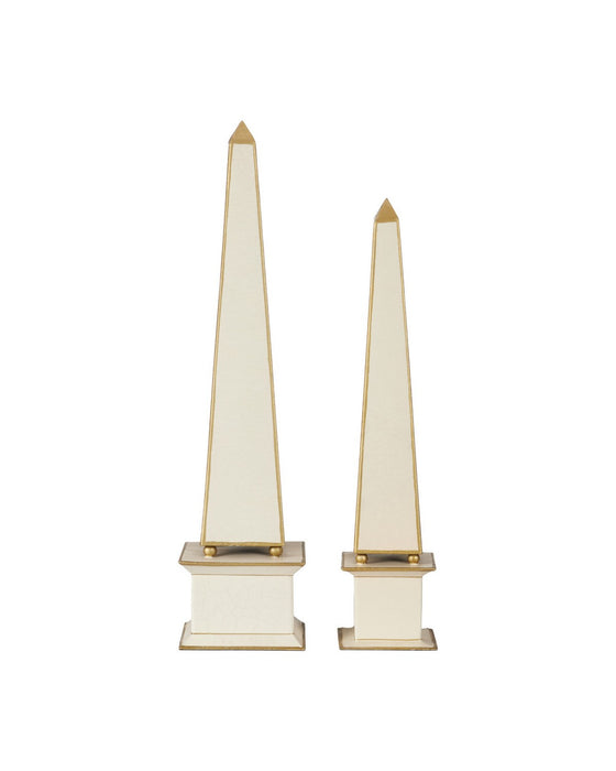 Currey and Company - 1200-1128 - Obelisk Set of 2 - Daphne - Ivory / Gold