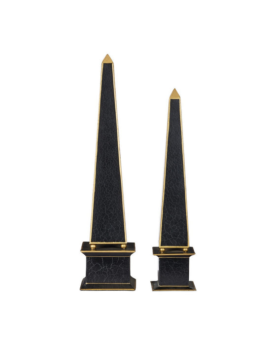 Currey and Company - 1200-1129 - Obelisk Set of 2 - Daphne - Black / Gold