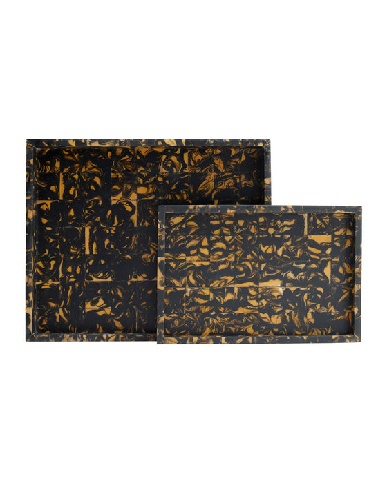 Currey and Company - 1200-1130 - Tray Set of 2 - Thrace - Black / Yellow