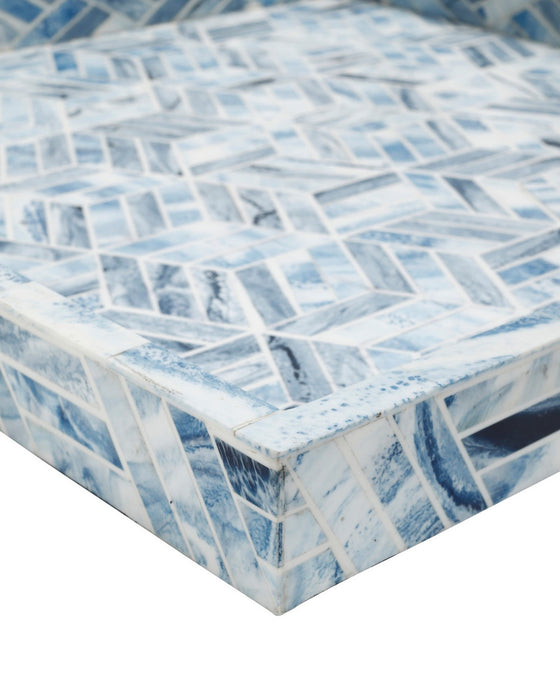 Currey and Company - 1200-1136 - Tray - Chance - Blue / Natural White