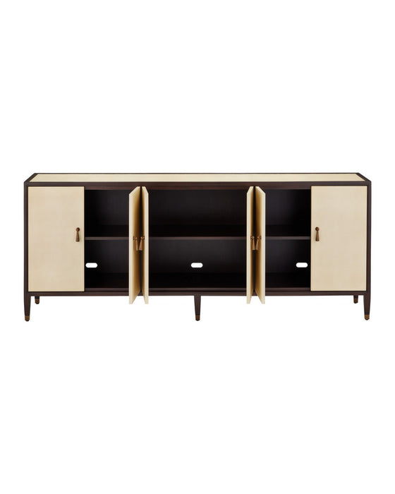Currey and Company - 3000-0338 - Credenza - Evie - Ivory / Dark Walnut / Brass