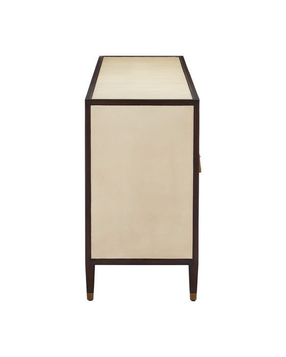 Currey and Company - 3000-0338 - Credenza - Evie - Ivory / Dark Walnut / Brass