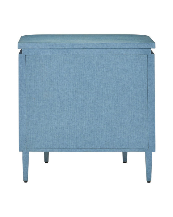 Currey and Company - 3000-0342 - Nightstand - Briallen - Lacquered Blue Linen / Polished Nickel