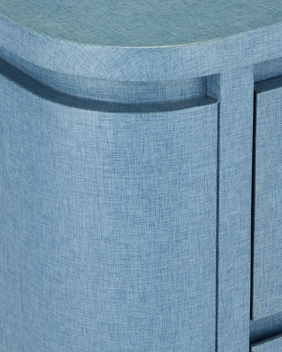 Currey and Company - 3000-0342 - Nightstand - Briallen - Lacquered Blue Linen / Polished Nickel