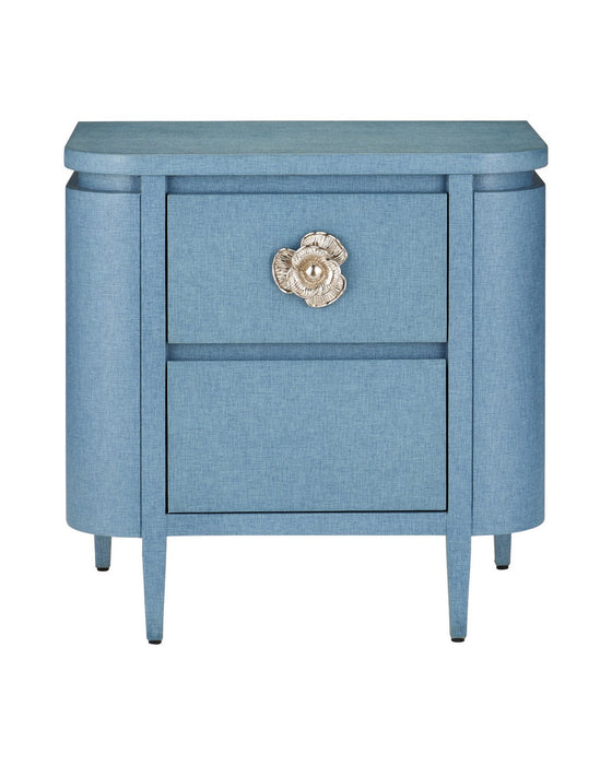 Currey and Company - 3000-0342 - Nightstand - Briallen - Lacquered Blue Linen / Polished Nickel