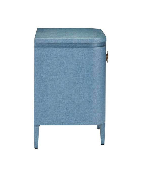 Currey and Company - 3000-0342 - Nightstand - Briallen - Lacquered Blue Linen / Polished Nickel
