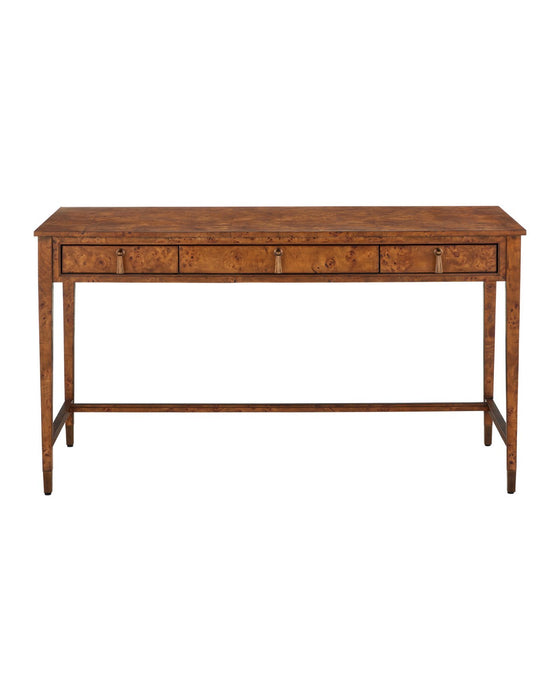 Currey and Company - 3000-0343 - Writing Desk - Evie - Mappa Burl / Brass