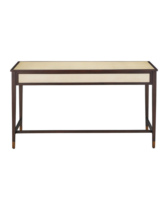 Currey and Company - 3000-0344 - Writing Desk - Evie - Ivory / Dark Walnut / Brass