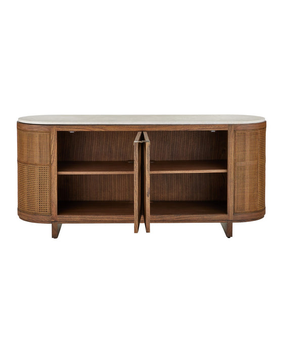 Currey and Company - 3000-0345 - Credenza - Virtuosity - Brushed Driftwood / Natural / Brass