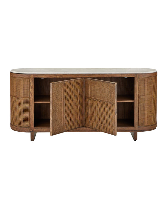 Currey and Company - 3000-0345 - Credenza - Virtuosity - Brushed Driftwood / Natural / Brass