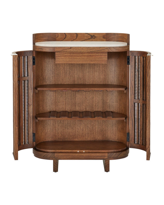 Currey and Company - 3000-0346 - Bar Cabinet - Virtuosity - Brushed Driftwood / Natural / Brass