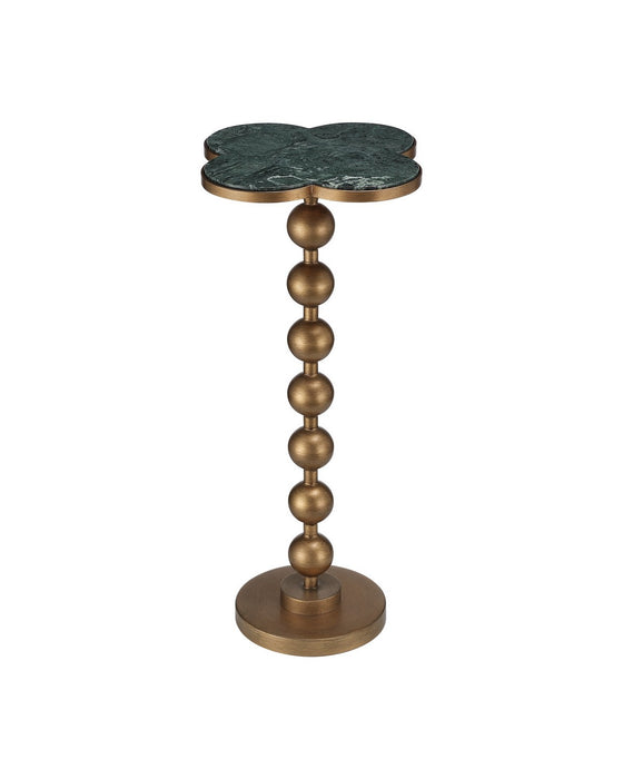 Currey and Company - 4000-0259 - Accent Table - Quatrefoil - Green / Brass