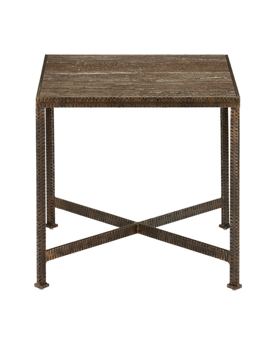 Currey and Company - 4000-0275 - Side Table - Ampleur - Rustic Bronze / Natural