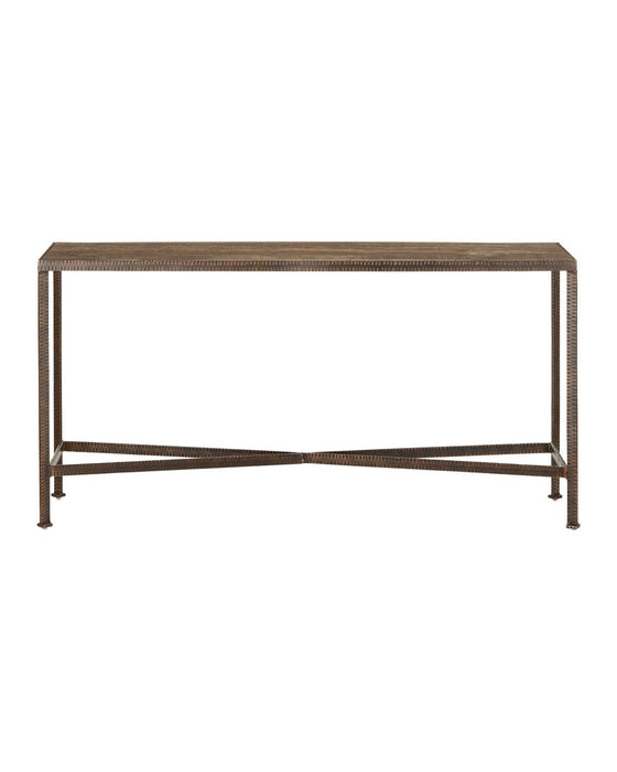 Currey and Company - 4000-0277 - Console Table - Ampleur - Rustic Bronze / Natural