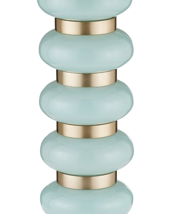 Currey and Company - 4000-0281 - Drinks Table - Lambent - Turquoise / Brushed Brass / Natural