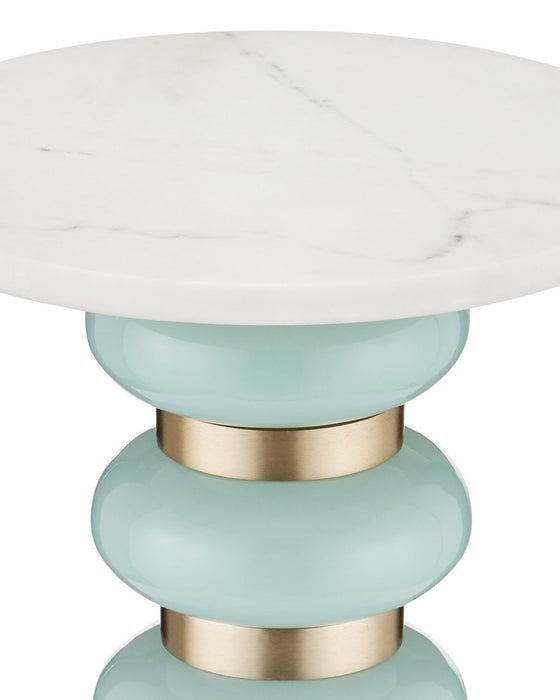 Currey and Company - 4000-0281 - Drinks Table - Lambent - Turquoise / Brushed Brass / Natural