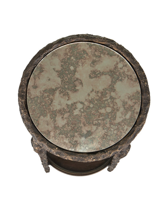 Currey and Company - 4000-0283 - Accent Table - Spalzato - Aged Brass / Antique Glass