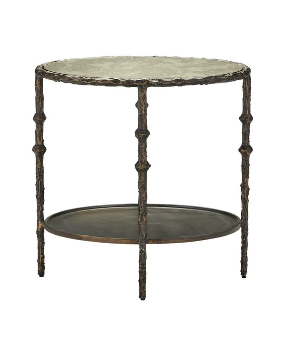Currey and Company - 4000-0284 - Side Table - Spalzato - Aged Brass / Antique Glass