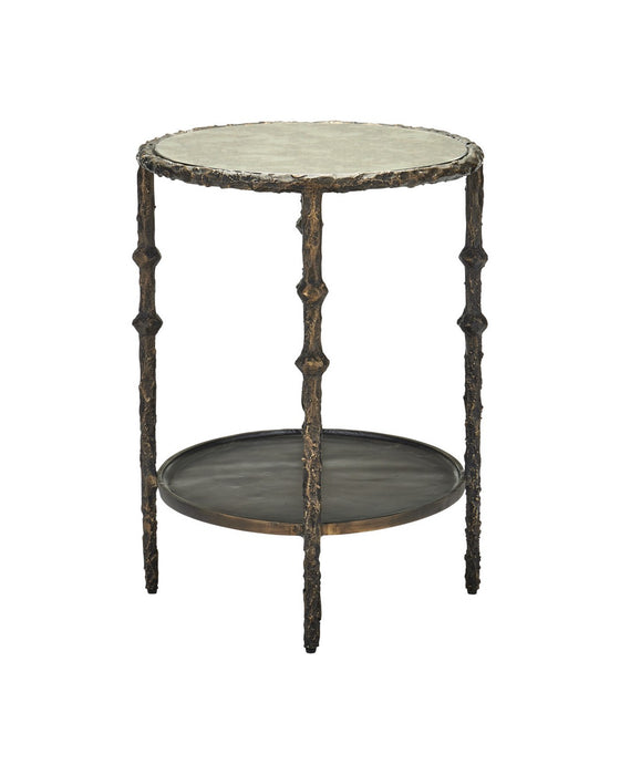 Currey and Company - 4000-0284 - Side Table - Spalzato - Aged Brass / Antique Glass
