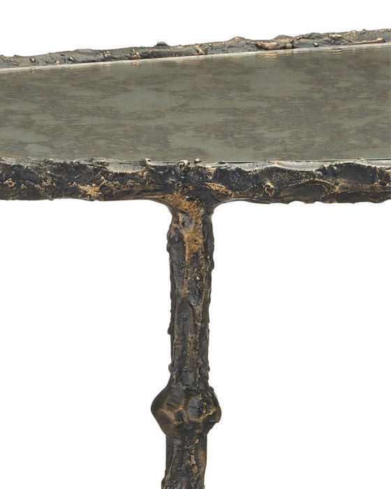 Currey and Company - 4000-0285 - Console Table - Spalzato - Aged Brass / Antique Glass