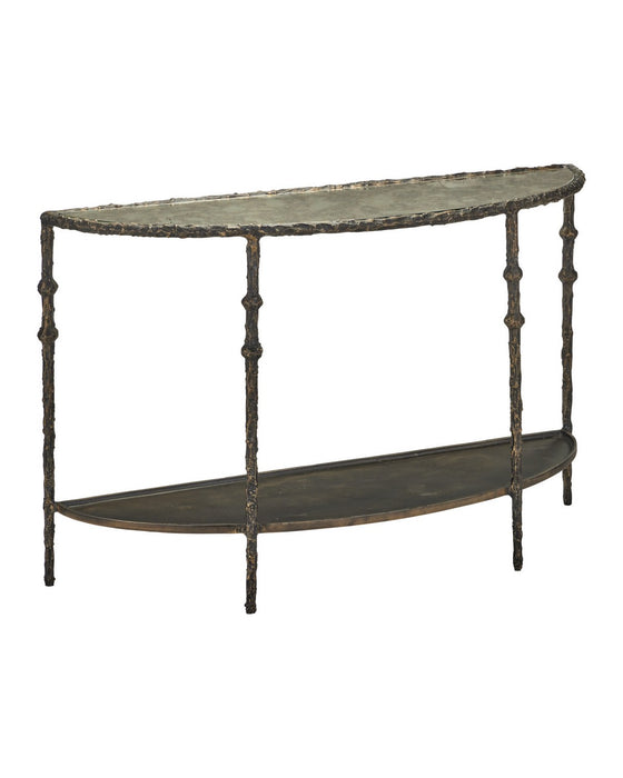 Currey and Company - 4000-0285 - Console Table - Spalzato - Aged Brass / Antique Glass