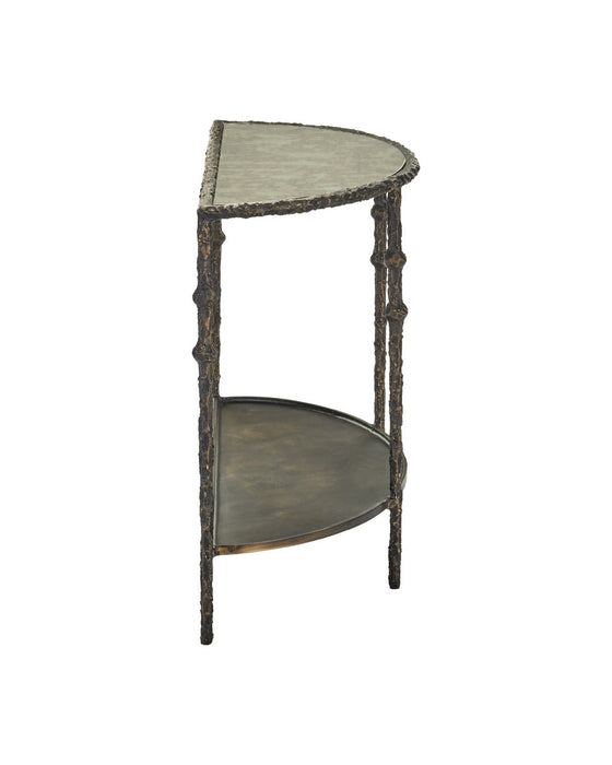 Currey and Company - 4000-0285 - Console Table - Spalzato - Aged Brass / Antique Glass